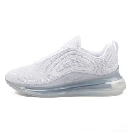 Nike Air Max 720 in white, side view of the sneaker on a white background.